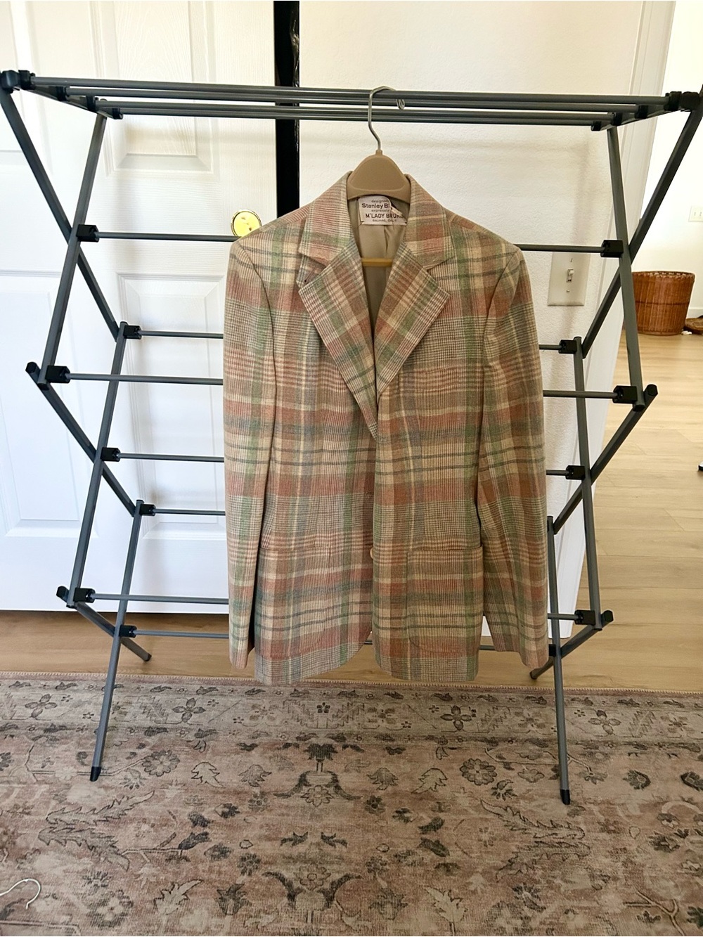 Stanley Blacker Pastel Plaid Blazer - Pink & Green